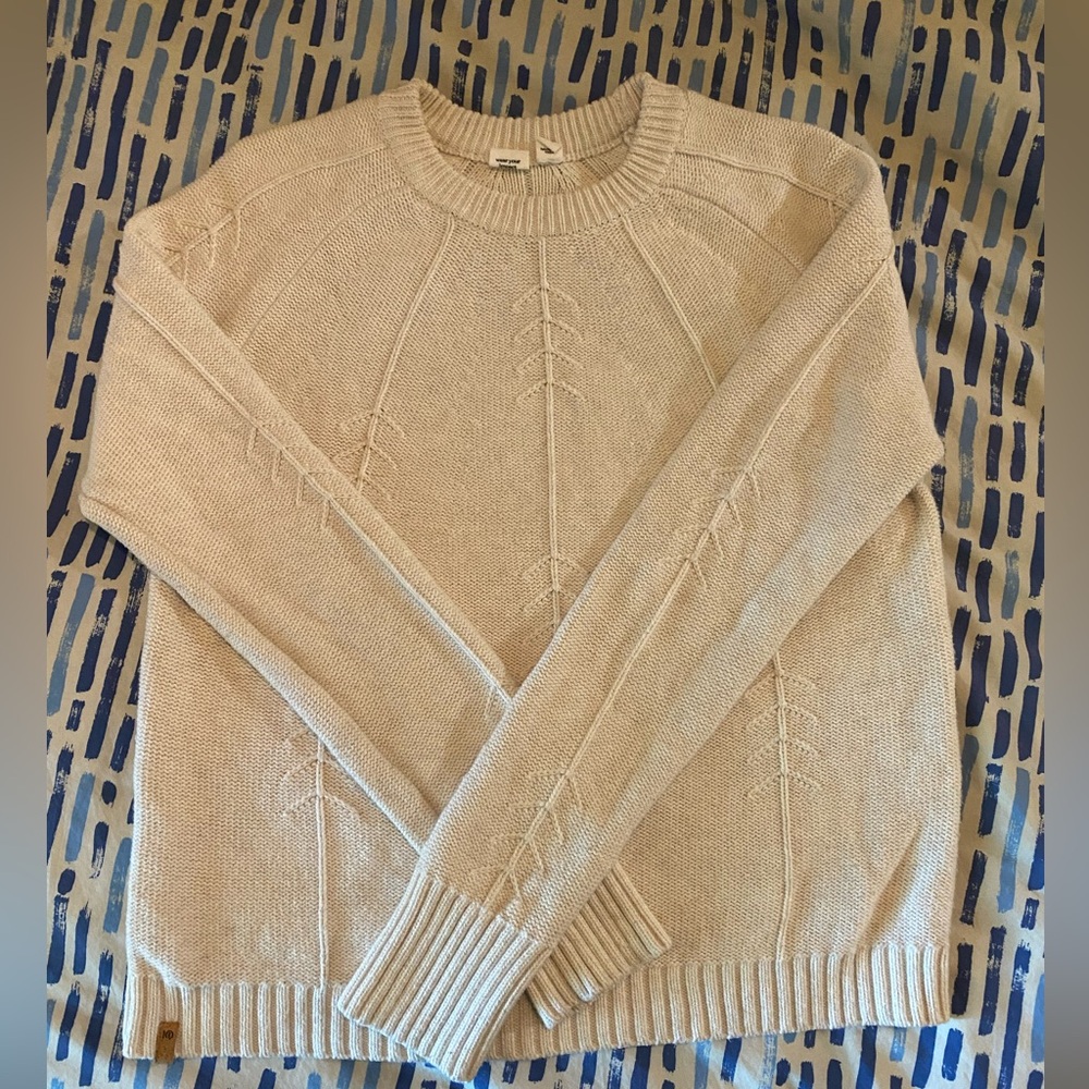 Tentree Highline Treestitch Crew Sweater in ivory, size medium